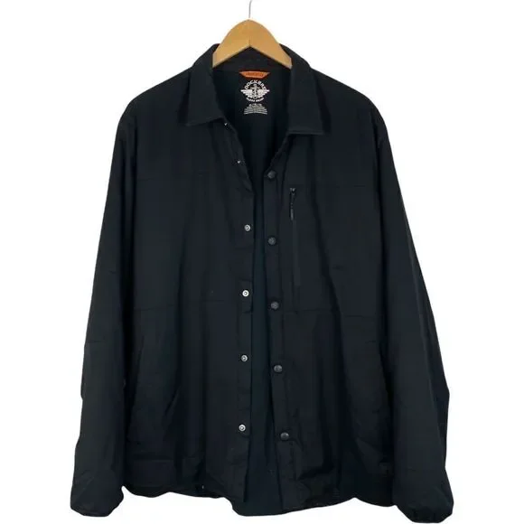 DOCKERS MEN'S Alpha Khaki Smart Flex Black Button Up Long Sleeve Jacket US XL - Picture 2 of 8